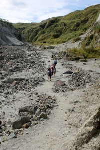 People trekking on Pinatubo